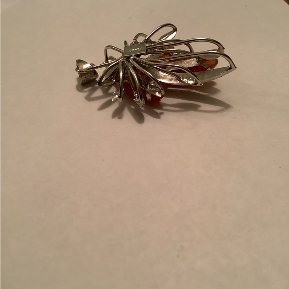New vintage SILVER autumnal corsage pendant (carnelian?) - Picture 10 of 13